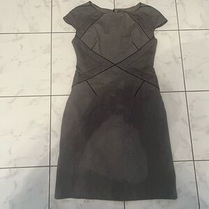 WOMEN’S ZAC POSEN DRESS GRAY COTTON KNIT CAP SLEEVE SHEATH FITTED STRETCH 12